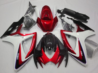 Rot & Weiß Ohne Abzeichen 2006-2007 Suzuki GSXR 600-750 Motorrad Verkleidungen
