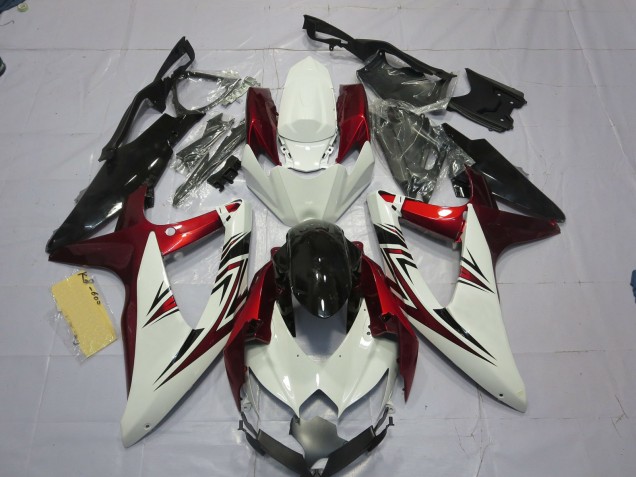 Rot Weiß Schwarz 2008-2010 Suzuki GSXR 600-750 Motorrad Verkleidungen Rot Weiß Schwarz 2008-2010 Suzuki GSXR 600-750 Motorrad Verkleidungen