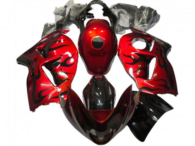 Rot & Schwarz Flamme 1997-2007 Suzuki GSXR 1300 Motorrad Verkleidungen Rot & Schwarz Flamme 1997-2007 Suzuki GSXR 1300 Motorrad Verkleidungen