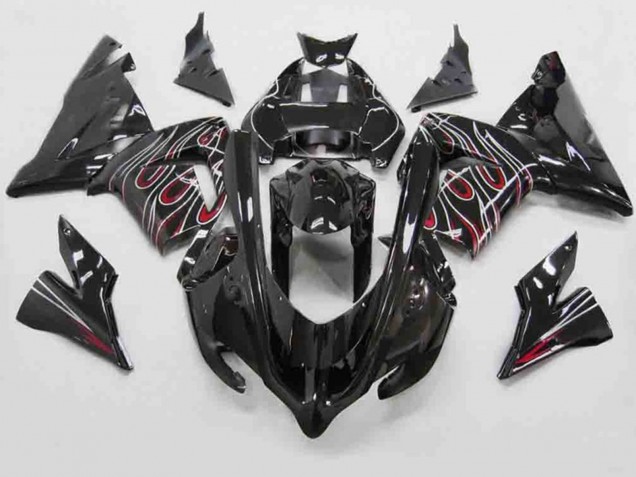 Rot Schwarz Flamme 2004-2005 Kawasaki ZX10R Motorrad Verkleidungen Rot Schwarz Flamme 2004-2005 Kawasaki ZX10R Motorrad Verkleidungen