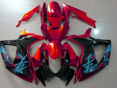 Rot & Schwarz Glänzend 2006-2007 Suzuki GSXR 600-750 Motorrad Verkleidungen