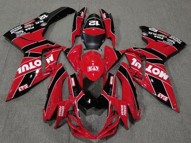Rot & Schwarz Glänzend Motul 2011-2024 Suzuki GSXR 600-750 Motorrad Verkleidungen