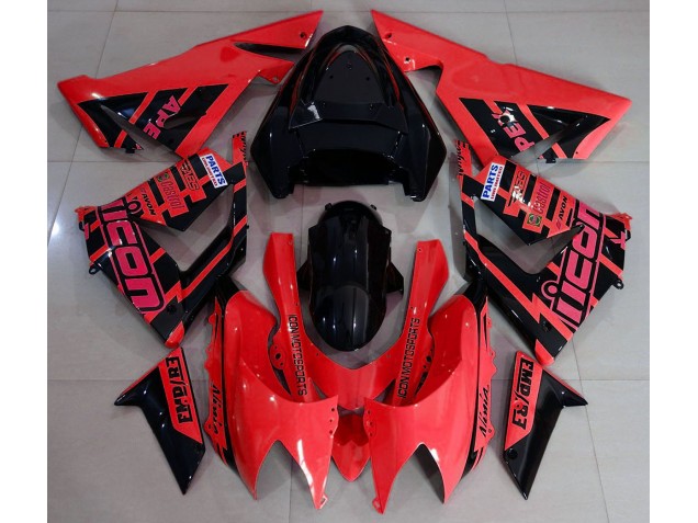 Rot & Schwarz & Logos 2004-2005 Kawasaki ZX10R Motorrad Verkleidungen Rot & Schwarz & Logos 2004-2005 Kawasaki ZX10R Motorrad Verkleidungen
