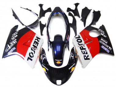 Rot Schwarz & Weiß Repsol 1996-2007 Honda CBR1100XX Motorrad Verkleidungen