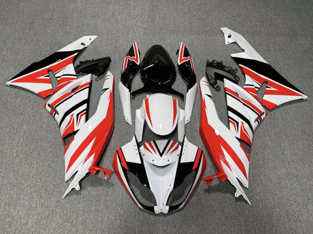 Rot-Weiß-Schwarz-Zack 2009-2012 Kawasaki ZX6R Motorrad Verkleidungen Rot-Weiß-Schwarz-Zack 2009-2012 Kawasaki ZX6R Motorrad Verkleidungen