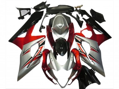 Rot & Silber 2005-2006 Suzuki GSXR 1000 Motorrad Verkleidungen