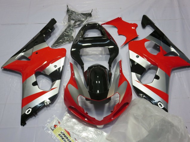 Rot-Silber & Schwarz 2000-2002 Suzuki GSXR 1000 Motorrad Verkleidungen Rot-Silber & Schwarz 2000-2002 Suzuki GSXR 1000 Motorrad Verkleidungen