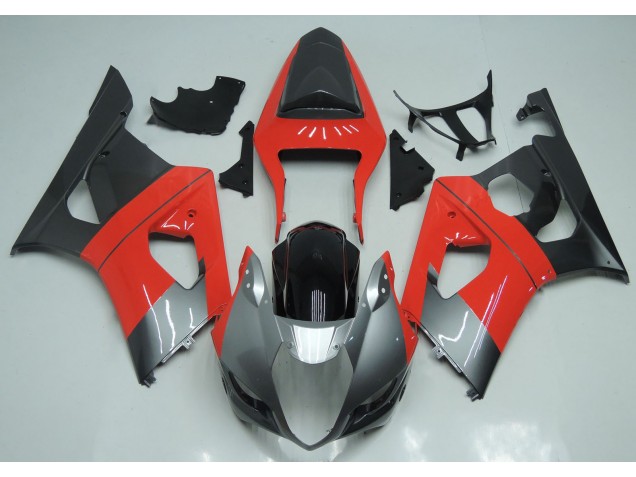 Rot-Silber & Schwarz 2003-2004 Suzuki GSXR 1000 Motorrad Verkleidungen Rot-Silber & Schwarz 2003-2004 Suzuki GSXR 1000 Motorrad Verkleidungen