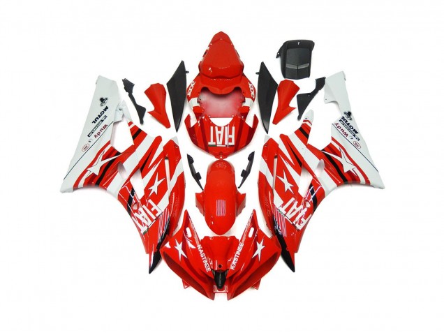 Rot & Weiß Stern Fiat 2006-2007 Yamaha R6 Motorrad Verkleidungen Rot & Weiß Stern Fiat 2006-2007 Yamaha R6 Motorrad Verkleidungen