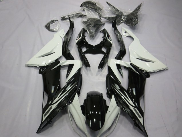 Schlichte Glänzend Schwarz Weiß 2013-2018 Kawasaki ZX6R Motorrad Verkleidungen Schlichte Glänzend Schwarz Weiß 2013-2018 Kawasaki ZX6R Motorrad Verkleidungen