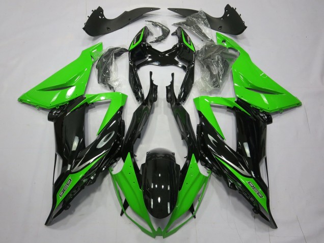 Schlichte Glänzend Schwarz Grün 2013-2018 Kawasaki ZX6R Motorrad Verkleidungen Schlichte Glänzend Schwarz Grün 2013-2018 Kawasaki ZX6R Motorrad Verkleidungen