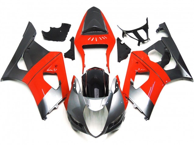 Schlichte Rot & Silbernes Design 2003-2004 Suzuki GSXR 1000 Motorrad Verkleidungen Schlichte Rot & Silbernes Design 2003-2004 Suzuki GSXR 1000 Motorrad Verkleidungen