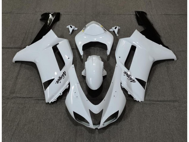 Schlichte Weißes Glanzdesign 2007-2008 Kawasaki ZX6R Motorrad Verkleidungen Schlichte Weißes Glanzdesign 2007-2008 Kawasaki ZX6R Motorrad Verkleidungen