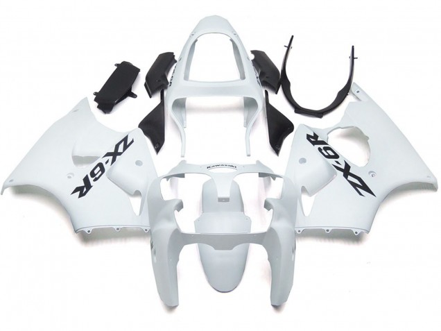 Schlichter Glanz-Weiß Mit Logo 2000-2002 Kawasaki ZX6R Motorrad Verkleidungen Schlichter Glanz-Weiß Mit Logo 2000-2002 Kawasaki ZX6R Motorrad Verkleidungen