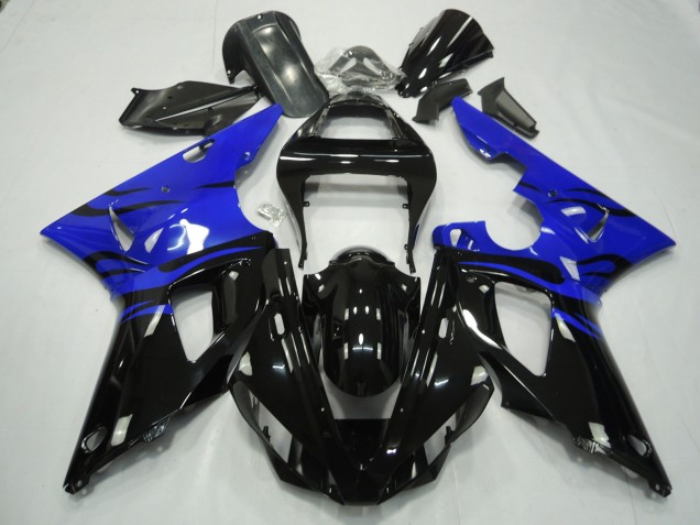 Schwarz Flamme & Blau 2000-2001 Yamaha R1 Motorrad Verkleidungen Schwarz Flamme & Blau 2000-2001 Yamaha R1 Motorrad Verkleidungen