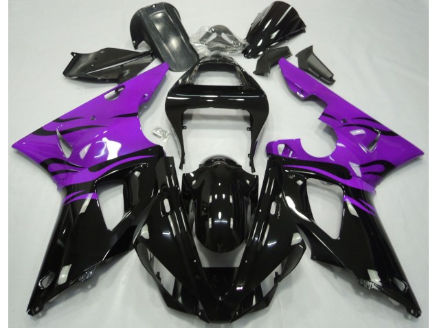 Schwarz Flamme & Lila 2000-2001 Yamaha R1 Motorrad Verkleidungen Schwarz Flamme & Lila 2000-2001 Yamaha R1 Motorrad Verkleidungen