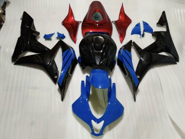 Schwarz Glänzend & Blaue & Rot Akzente 2007-2008 Honda CBR600RR Motorrad Verkleidungen