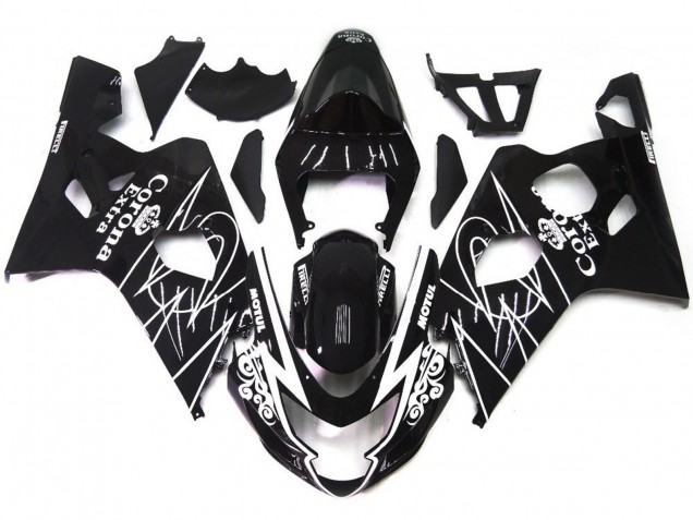 Schwarz Glänzend Corona Stil 2004-2005 Suzuki GSXR 600-750 Motorrad Verkleidungen Schwarz Glänzend Corona Stil 2004-2005 Suzuki GSXR 600-750 Motorrad Verkleidungen