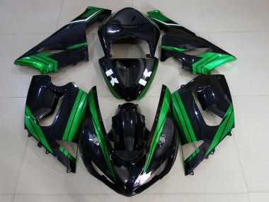 Schwarz Glänzend & Elektrogrün 2005-2006 Kawasaki ZX6R Motorrad Verkleidungen