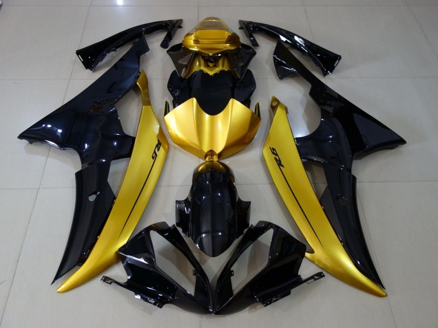 Schwarz Glänzend & Gold 2008-2016 Yamaha R6 Motorrad Verkleidungen Schwarz Glänzend & Gold 2008-2016 Yamaha R6 Motorrad Verkleidungen