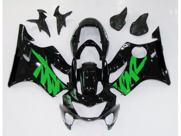 Schwarz Glänzend & Grün 1999-2000 Honda CBR600 F4 Motorrad Verkleidungen Schwarz Glänzend & Grün 1999-2000 Honda CBR600 F4 Motorrad Verkleidungen