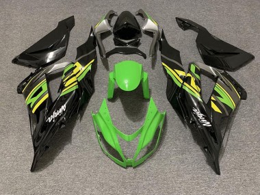 Schwarz Glänzend & Grünes Rennen 2013-2018 Kawasaki ZX6R Motorrad Verkleidungen