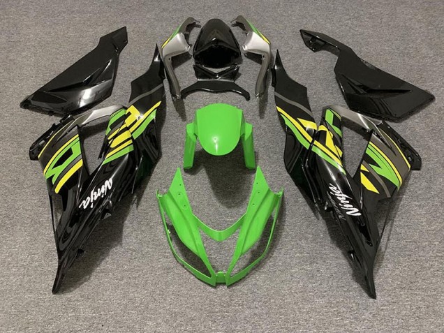 Schwarz Glänzend & Grünes Rennen 2013-2018 Kawasaki ZX6R Motorrad Verkleidungen Schwarz Glänzend & Grünes Rennen 2013-2018 Kawasaki ZX6R Motorrad Verkleidungen