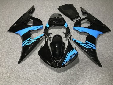 Schwarz Glänzend & Hellblau 2003-2004 Yamaha R6 Motorrad Verkleidungen