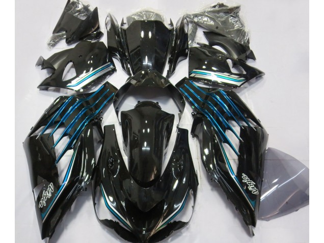 Schwarz Glänzend & Hellblau 2012-2021 Kawasaki ZX14R Motorrad Verkleidungen Schwarz Glänzend & Hellblau 2012-2021 Kawasaki ZX14R Motorrad Verkleidungen