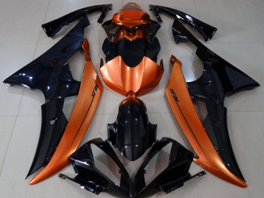 Schwarz Glänzend & Hellorange 2008-2016 Yamaha R6 Motorrad Verkleidungen