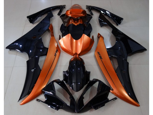 Schwarz Glänzend & Hellorange 2008-2016 Yamaha R6 Motorrad Verkleidungen Schwarz Glänzend & Hellorange 2008-2016 Yamaha R6 Motorrad Verkleidungen