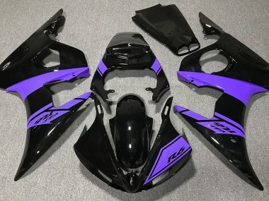 Schwarz Glänzend & Lila 2003-2004 Yamaha R6 Motorrad Verkleidungen
