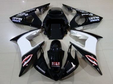 Schwarz Glänzend & Logos 2006-2007 Yamaha R6 Motorrad Verkleidungen
