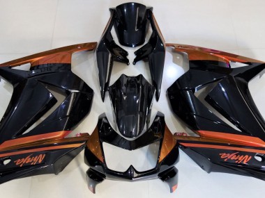 Schwarz Glänzend & Orange 2008-2012 Kawasaki Ninja 250 Motorrad Verkleidungen