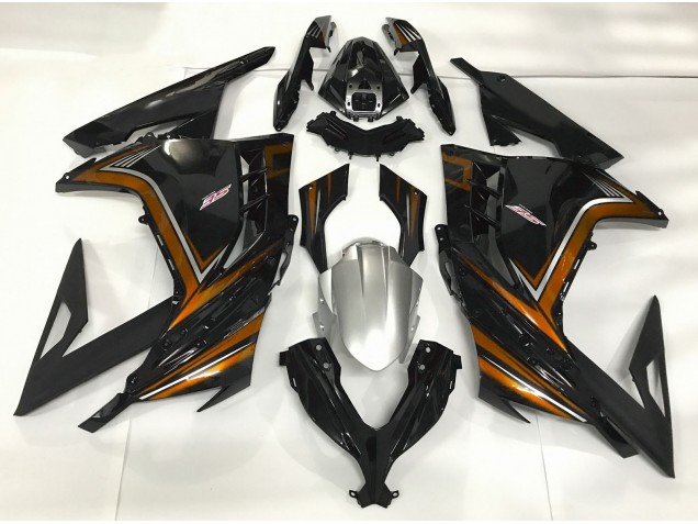 Schwarz Glänzend & Orange 2013-2018 Kawasaki Ninja 300 Motorrad Verkleidungen Schwarz Glänzend & Orange 2013-2018 Kawasaki Ninja 300 Motorrad Verkleidungen
