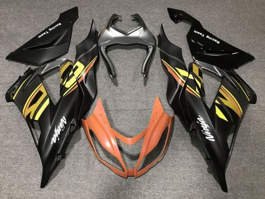 Schwarz Glänzend & Orange 2013-2018 Kawasaki ZX6R Motorrad Verkleidungen