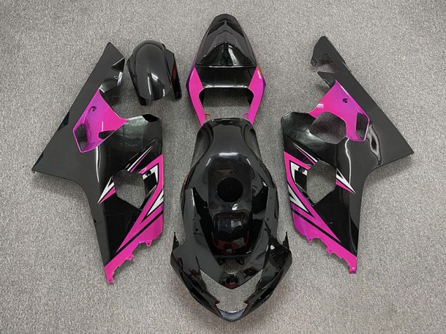 Schwarz Glänzend & Pink 2004-2005 Suzuki GSXR 600-750 Motorrad Verkleidungen Schwarz Glänzend & Pink 2004-2005 Suzuki GSXR 600-750 Motorrad Verkleidungen