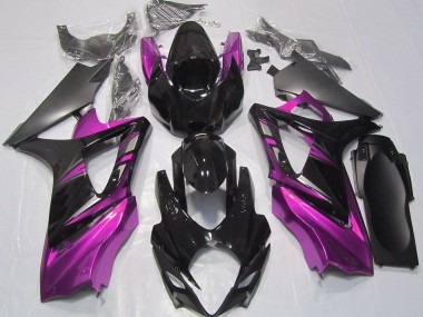 Schwarz Glänzend & Pink 2007-2008 Suzuki GSXR 1000 Motorrad Verkleidungen