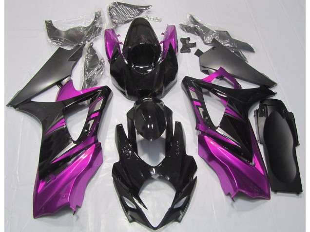 Schwarz Glänzend & Pink 2007-2008 Suzuki GSXR 1000 Motorrad Verkleidungen Schwarz Glänzend & Pink 2007-2008 Suzuki GSXR 1000 Motorrad Verkleidungen