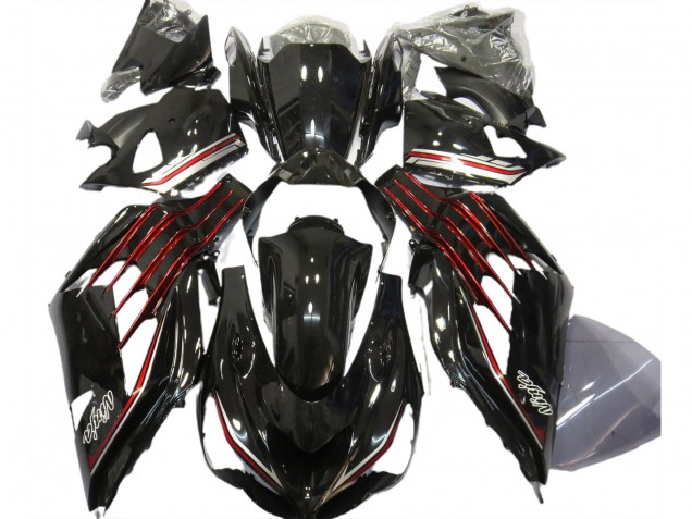 Schwarz Glänzend & Rot 2012-2021 Kawasaki ZX14R Motorrad Verkleidungen Schwarz Glänzend & Rot 2012-2021 Kawasaki ZX14R Motorrad Verkleidungen