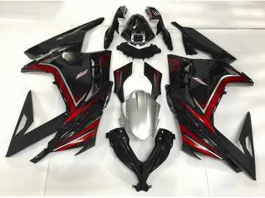 Schwarz Glänzend & Rot 2013-2018 Kawasaki Ninja 300 Motorrad Verkleidungen