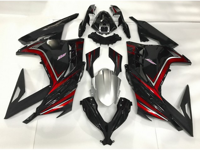 Schwarz Glänzend & Rot 2013-2018 Kawasaki Ninja 300 Motorrad Verkleidungen Schwarz Glänzend & Rot 2013-2018 Kawasaki Ninja 300 Motorrad Verkleidungen