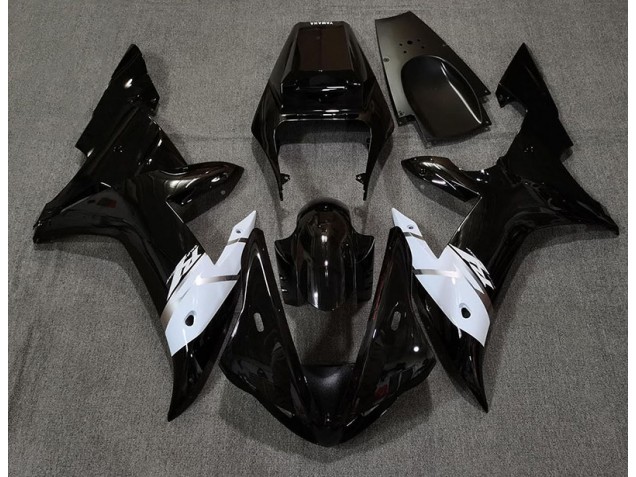 Schwarz Glänzend Weiß & Silber 2002-2003 Yamaha R1 Motorrad Verkleidungen Schwarz Glänzend Weiß & Silber 2002-2003 Yamaha R1 Motorrad Verkleidungen