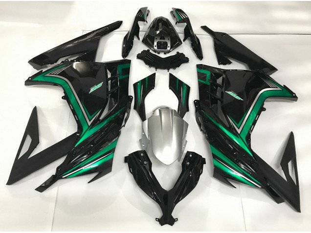 Schwarz Glänzend & Smaragdgrün 2013-2018 Kawasaki Ninja 300 Motorrad Verkleidungen Schwarz Glänzend & Smaragdgrün 2013-2018 Kawasaki Ninja 300 Motorrad Verkleidungen