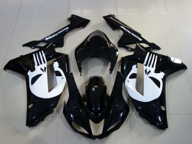 Schwarz Glänzend & Totenkopf 2007-2008 Kawasaki ZX6R Motorrad Verkleidungen