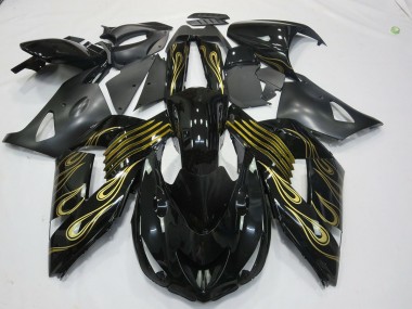 Schwarz Gold & Weiß 2006-2011 Kawasaki ZX14R Motorrad Verkleidungen