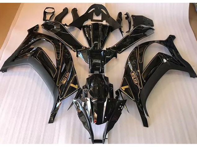 Schwarz & Gold 2016-2019 Kawasaki ZX10R Motorrad Verkleidungen Schwarz & Gold 2016-2019 Kawasaki ZX10R Motorrad Verkleidungen