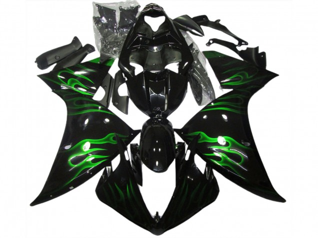Schwarz & Grün Flamme 2009-2011 Yamaha R1 Motorrad Verkleidungen Schwarz & Grün Flamme 2009-2011 Yamaha R1 Motorrad Verkleidungen