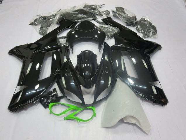 Schwarz-Grün Glänzend 2007-2008 Kawasaki ZX6R Motorrad Verkleidungen Schwarz-Grün Glänzend 2007-2008 Kawasaki ZX6R Motorrad Verkleidungen