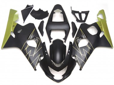 Schwarz Matt & Gold Corona Benutzerdefiniert 2004-2005 Suzuki GSXR 600-750 Motorrad Verkleidungen